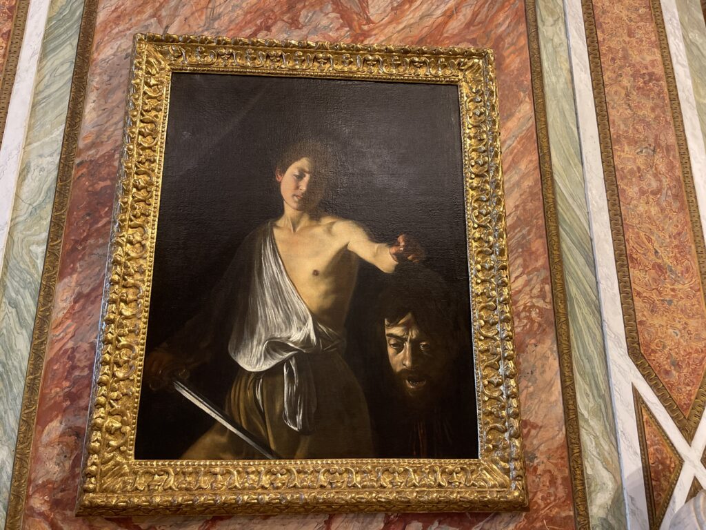 caravaggio's david and goliath in the gallery borghese