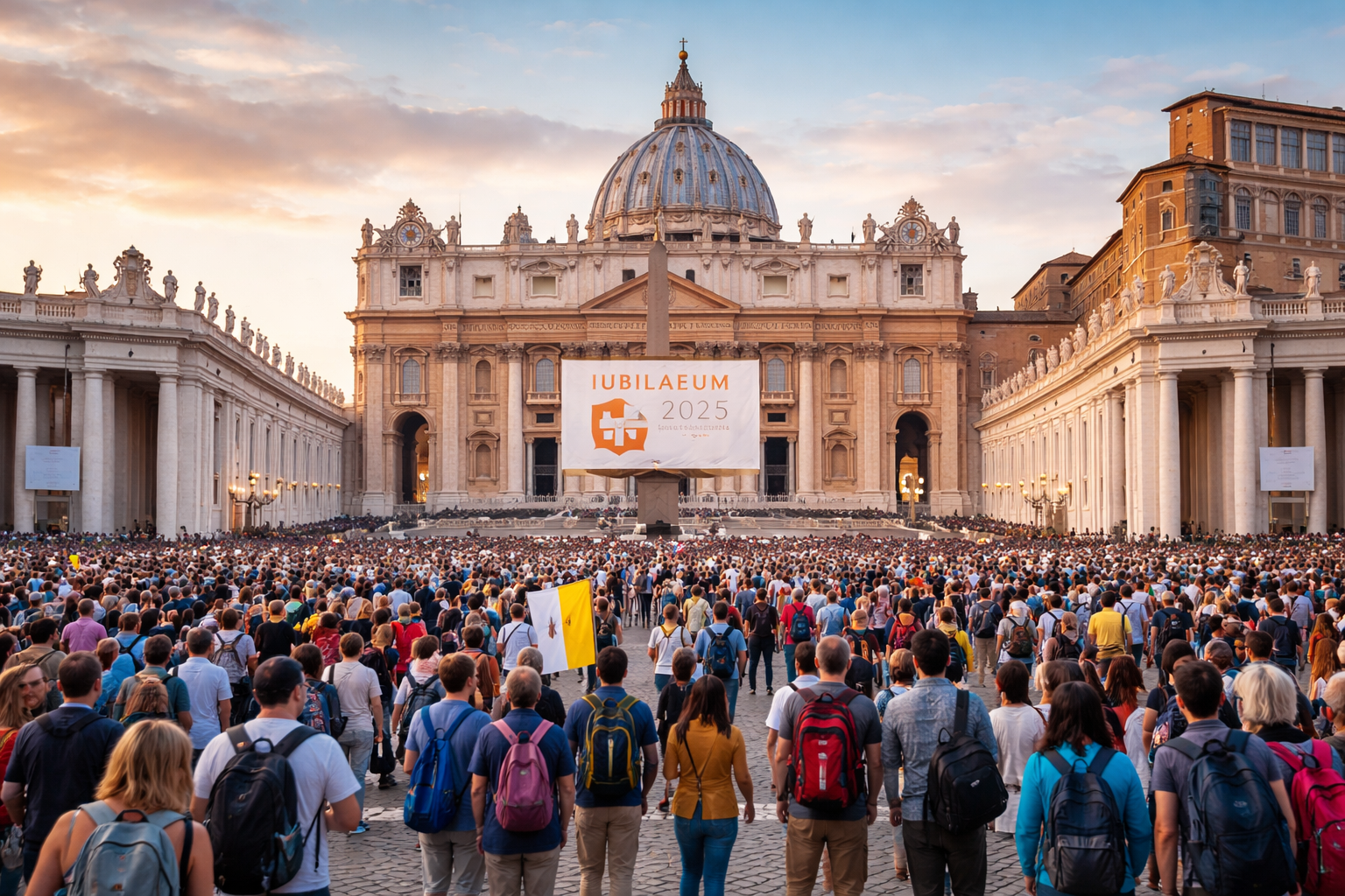 Crowds in St Peter’s Square at the Vatican for the 2025 Jubilee