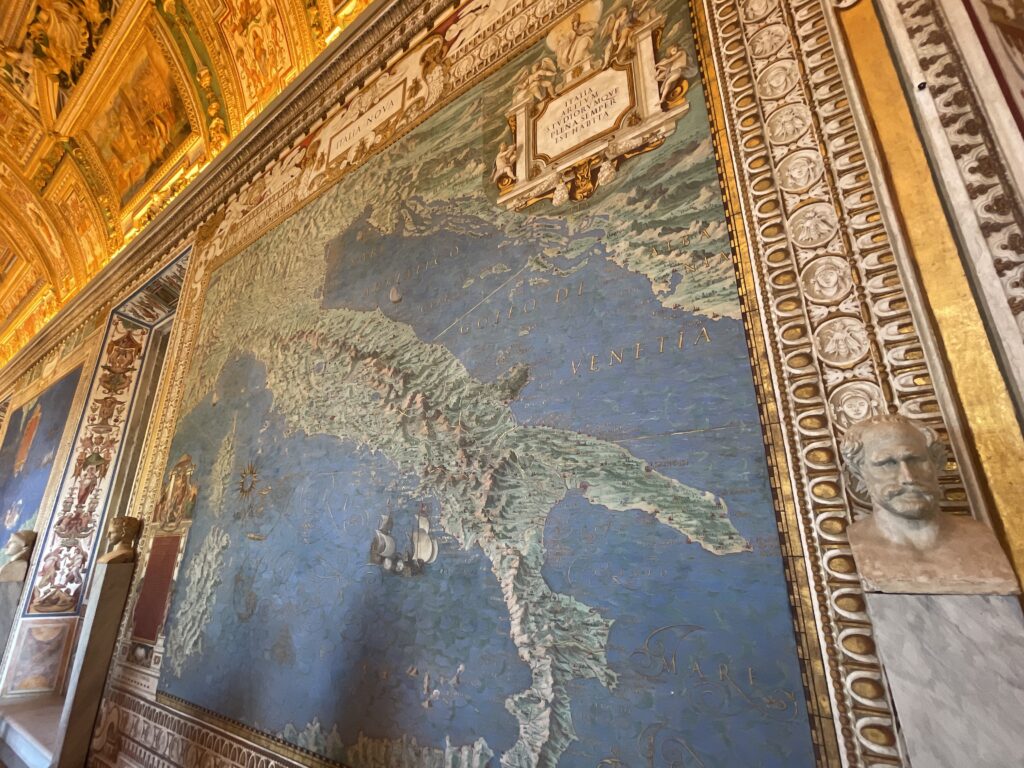 map of italy in fresco, sixteenth century, gallery of maps, vatican museums