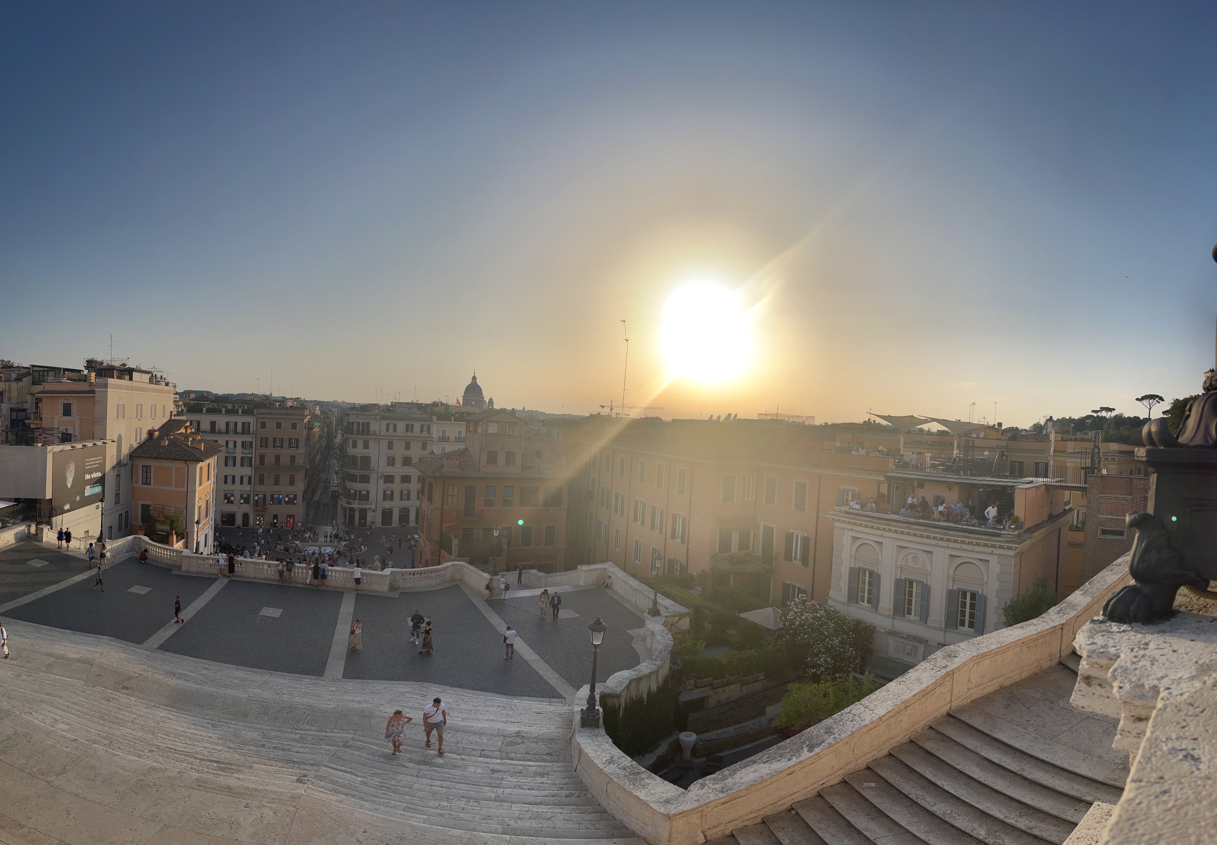 Sunset view from the Spanish Steps in Rome