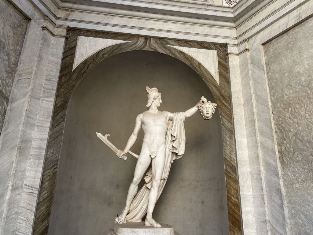 statue of apollo, octagonal courtyard, vatican museums