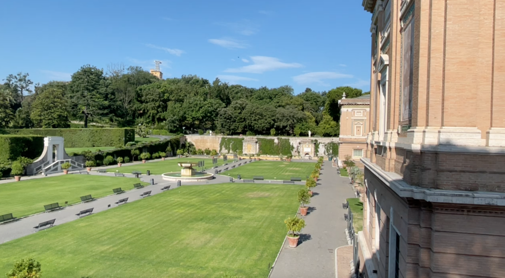 view of vatican gardens from the vatican museums