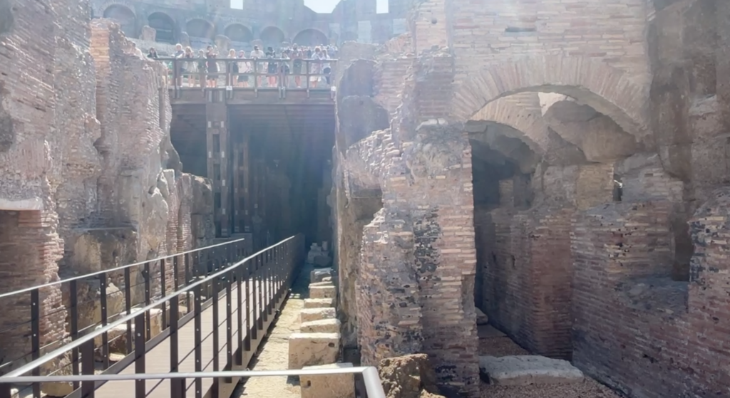 view of the arena from the colosseum underground